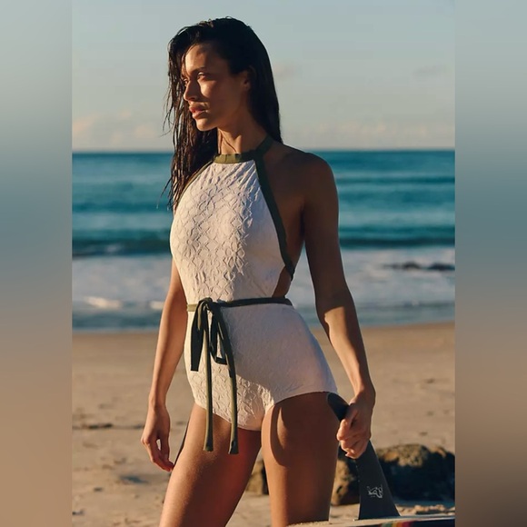 NWOT FREE PEOPLE free-est Heidi Surf One-Piece in White - Picture 1 of 15